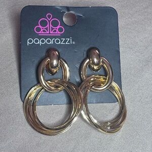 Paparazzi Twisted Gold Double Hoop Earrings